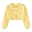 Girls Cardigan Sweater Toddler Bolero Shrug Baby Kids Long Sleeve Dress Up Button Closure Cropped Jacket Tops