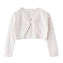 Girls Cardigan Sweater Toddler Bolero Shrug Baby Kids Long Sleeve Dress Up Button Closure Cropped Jacket Tops