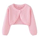 Girls Cardigan Sweater Toddler Bolero Shrug Baby Kids Long Sleeve Dress Up Button Closure Cropped Jacket Tops