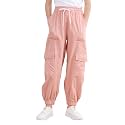 Girls Cargo Pants Elastic Waist Casual Jogger Pants for Girls 7-14Year