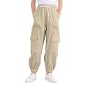 Girls Cargo Pants Elastic Waist Casual Jogger Pants for Girls 7-14Year