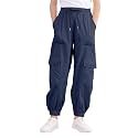 Girls Cargo Pants Elastic Waist Casual Jogger Pants for Girls 7-14Year
