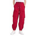 Girls Cargo Pants Elastic Waist Casual Jogger Pants for Girls 7-14Year