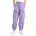 Girls Cargo Pants Elastic Waist Casual Jogger Pants for Girls 7-14Year