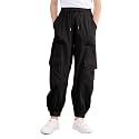 Girls Cargo Pants Elastic Waist Casual Jogger Pants for Girls 7-14Year