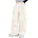 Girls Cargo Pants Wide-Leg Straight Streetwear, 6-14 Years