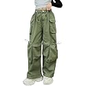 Girls Cargo Pants Wide-Leg Straight Streetwear, 6-14 Years