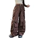 Girls Cargo Pants Wide-Leg Straight Streetwear, 6-14 Years