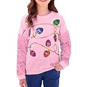 Girls Christmas Sequin Patchwork Sweatshirt Holiday Funny Shirt 6-14 Years