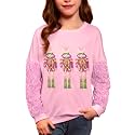 Girls Christmas Sequin Patchwork Sweatshirt Holiday Funny Shirt 6-14 Years