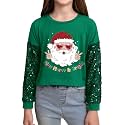 Girls Christmas Sequin Patchwork Sweatshirt Holiday Funny Shirt 6-14 Years