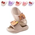Girls Cloud Bow Slide &amp; Shower Slippers - Non-Slip Slip-On Kids Beach Pool Indoor Outdoor Shoes