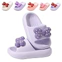 Girls Cloud Bow Slide &amp; Shower Slippers - Non-Slip Slip-On Kids Beach Pool Indoor Outdoor Shoes