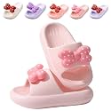 Girls Cloud Bow Slide &amp; Shower Slippers - Non-Slip Slip-On Kids Beach Pool Indoor Outdoor Shoes