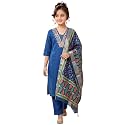 Girls Cotton Blend Embroidered Kurta Pant with
