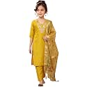Girls Cotton Blend Embroidered Kurta Pant with