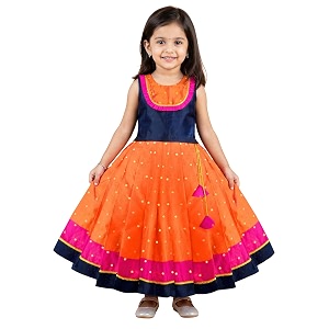 Girls Designer Lehenga Choli Set Orange Rani