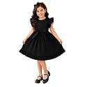 Girls Dress Flutter Sleeve Round Neck Crinkle