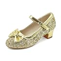 Girls Dress Shoes Low Heel Glitter Princess Shoe Flower Mary Jane Party Wedding Prom Shoes for Toddler Little Kids