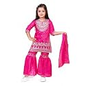 Girls Embroidered Kurta Plazo with Dupatta Set, Ethnic