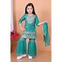 Girls Embroidered Kurta Plazo with Dupatta Set, Ethnic