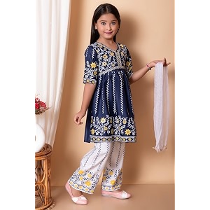 Girls Ethnic Cotton Kurta and Straight Pant