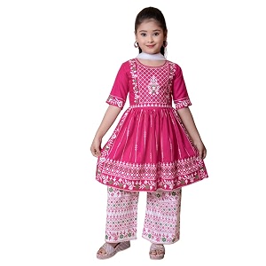 Girls Ethnic Cotton Kurta and Straight Pant