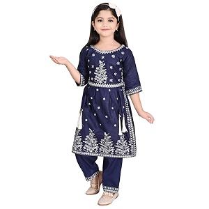 Girls Ethnic Cotton Kurta and Straight Pant