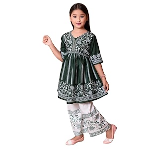 Girls Ethnic Cotton Kurta and Straight Pant