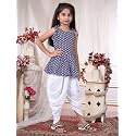 Girls Ethnic Printed Peplum Top and White