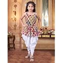 Girls Ethnic Printed Peplum Top and White