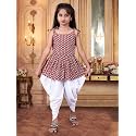 Girls Ethnic Printed Peplum Top and White