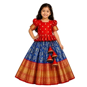 Girls Ethnic Wear Cotton Blend Flower Printed