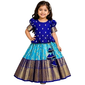 Girls Ethnic Wear Cotton Blend Flower Printed