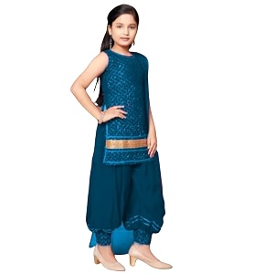 Girls Ethnic Wear Embroidery Cotton Blend Kurti