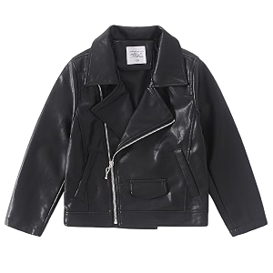 Girls Faux Leather Jacket Motorcycle Bomber