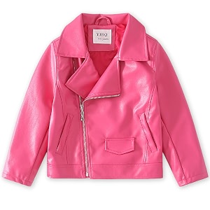 Girls Faux Leather Jacket Motorcycle Bomber