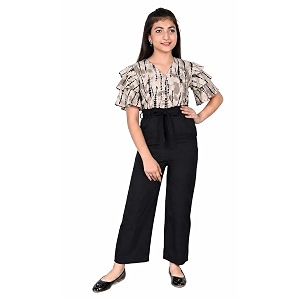 girls flared sleeves printed jumpsuit-66