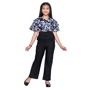 girls flared sleeves printed jumpsuit-66