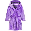 Girls Fleece Hooded Robes, Warm Printed Bath Robe for Kids Soft Fuzzy Bathrobe for Gifts