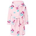 Girls Fleece Hooded Robes, Warm Printed Bath Robe for Kids Soft Fuzzy Bathrobe for Gifts