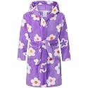 Girls Fleece Hooded Robes, Warm Printed Bath Robe for Kids Soft Fuzzy Bathrobe for Gifts