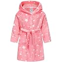 Girls Fleece Hooded Robes, Warm Printed Bath Robe for Kids Soft Fuzzy Bathrobe for Gifts