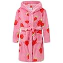 Girls Fleece Hooded Robes, Warm Printed Bath Robe for Kids Soft Fuzzy Bathrobe for Gifts