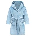 Girls Fleece Hooded Robes, Warm Printed Bath Robe for Kids Soft Fuzzy Bathrobe for Gifts