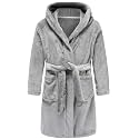 Girls Fleece Hooded Robes, Warm Printed Bath Robe for Kids Soft Fuzzy Bathrobe for Gifts