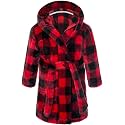 Girls Fleece Hooded Robes, Warm Printed Bath Robe for Kids Soft Fuzzy Bathrobe for Gifts