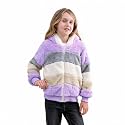 Girls Fleece Jackets Kids Sherpa Fuzzy Fall Zip Up Hoodie Winter Contrast color Pullover Coat 4-12 Years