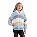 Girls Fleece Jackets Kids Sherpa Fuzzy Fall Zip Up Hoodie Winter Contrast color Pullover Coat 4-12 Years