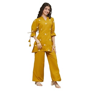 Girls Floral Embroidered Kurta and Palazzo Pants